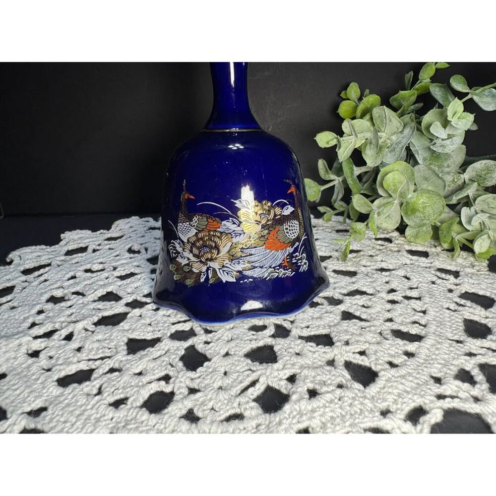 Blue Ceramic Bell Peacock Design - Picture 2 of 3